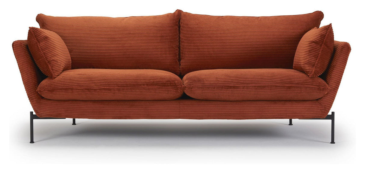 Hasle Lux 2-pers. sofa, Orange Fløjl - Unoliving.com