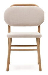 Helda Spisebordsstol, Beige Chenille og Massivt Egetræ - Unoliving.com