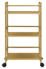 Helix Rullebord m. 3 hylder, Metal, Guld - Unoliving.com