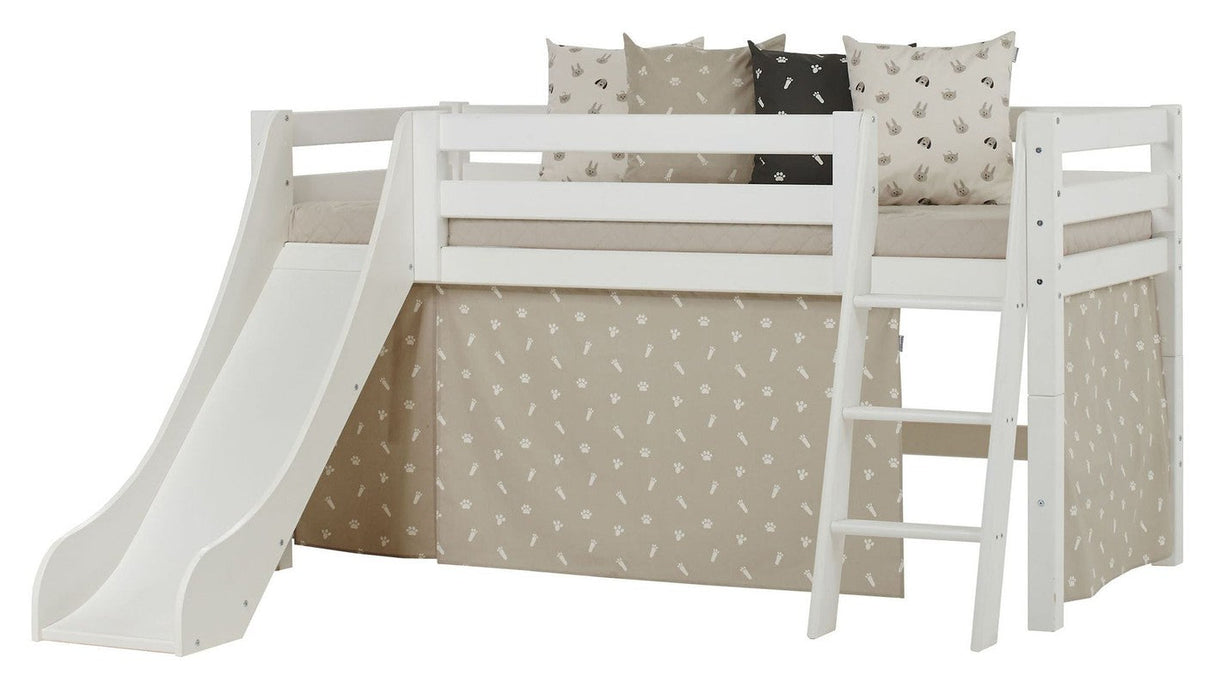 Hoppekids ECO Luxury Halvhøj seng m. rutsjebane 90x200 - Hvid/beige - Unoliving.com