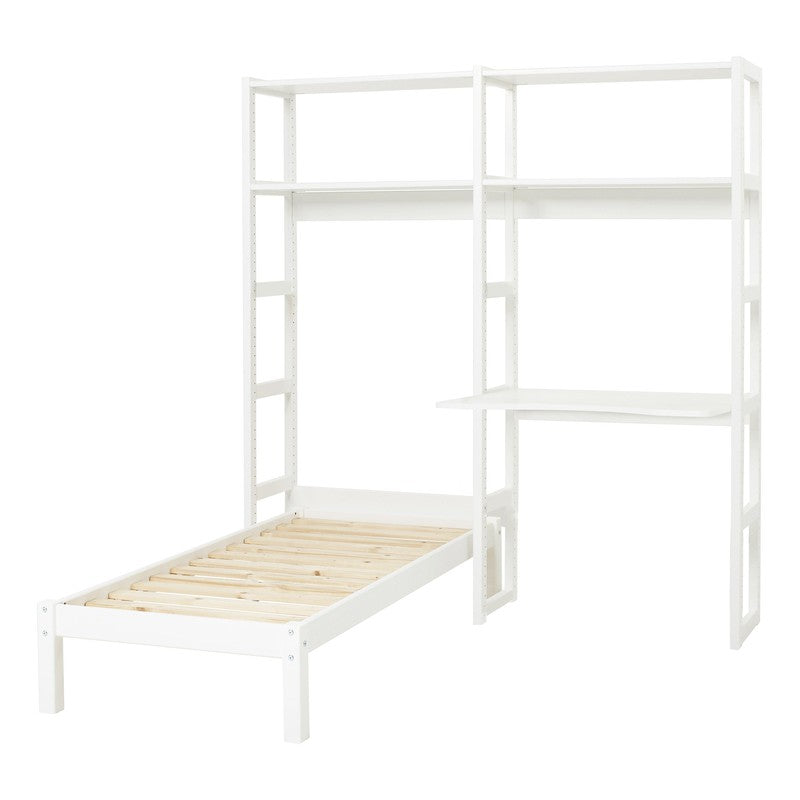 Hoppekids Storey Reol - 2 sektioner m/4 hylder, 80 cm skriveplade og seng - Unoliving.com