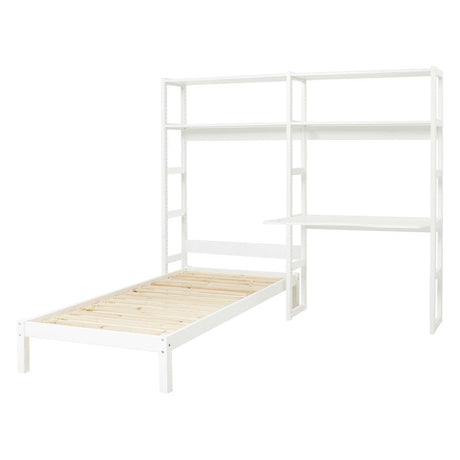 Hoppekids Storey Reol - 2 sektioner m/4 hylder, skriveplade og seng - Unoliving.com