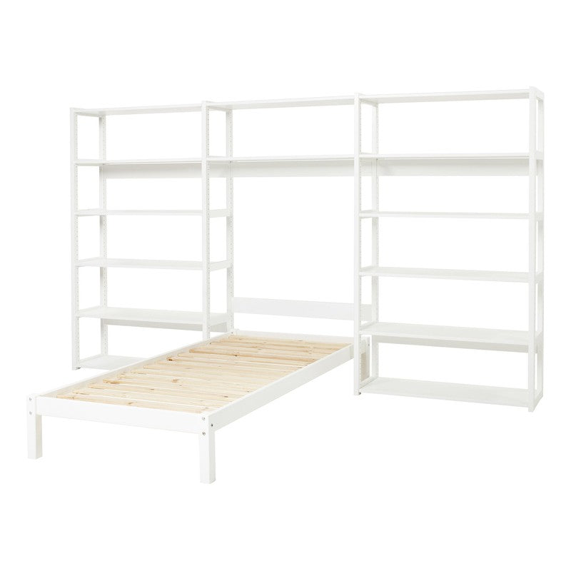 Hoppekids Storey Reol - 3 sektioner m/14 hylder og seng 200x90 - Unoliving.com