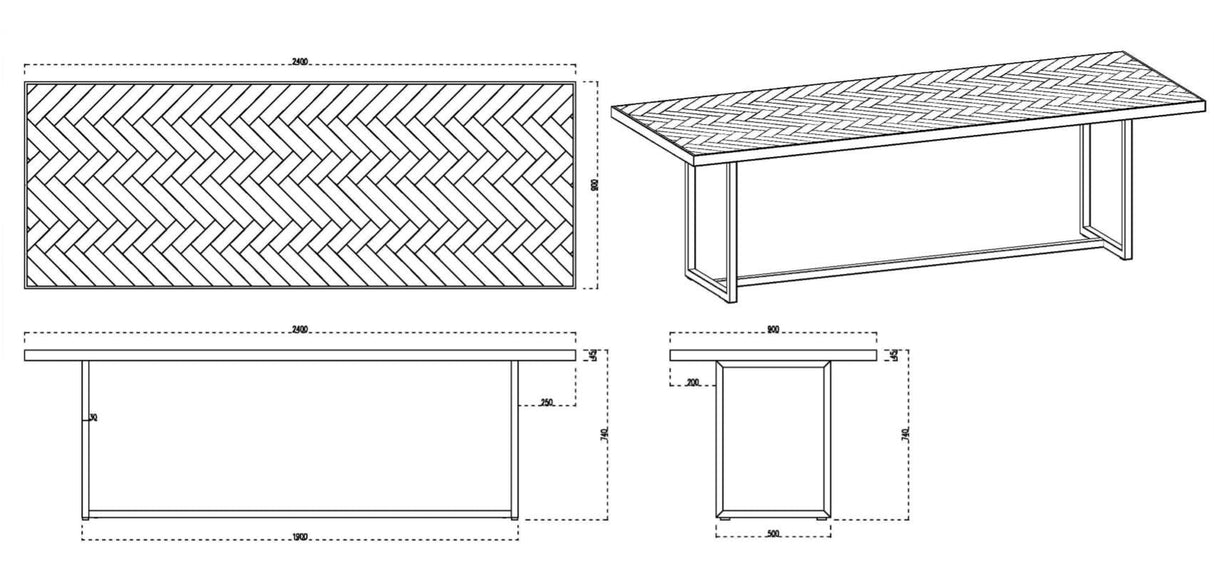 House Doctor Kant Spisebord 240x90 Mangotræ/Metal - Unoliving.com