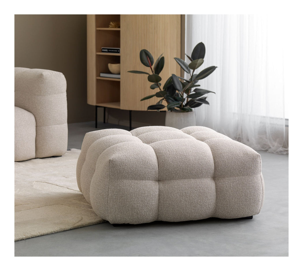 Hudson Puf, Beige bouclé - Unoliving.com