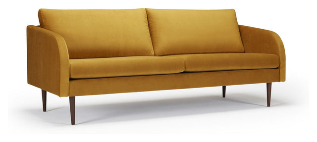 Husum 3 Pers. Sofa, Gul velour - Unoliving.com