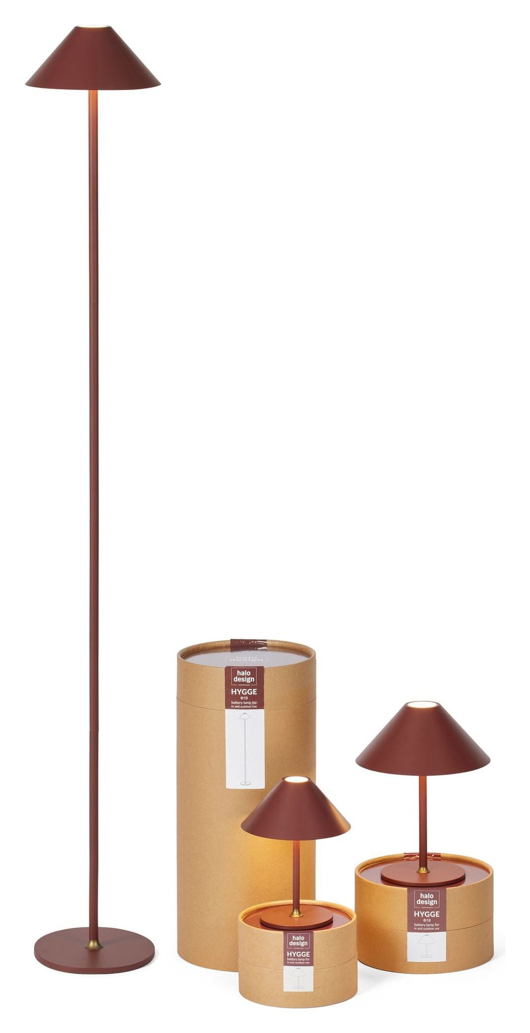 Hygge Bordlampe Ø19 Batteri, Maroon - Unoliving.com