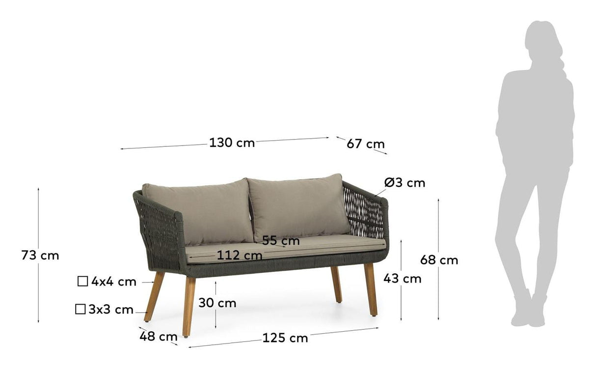 Inti Loungesæt sofa + 2 loungestole Grøn - Unoliving.com