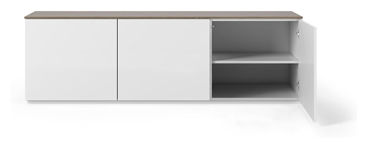 Join TV-Bord m. 3 låger, Mat hvid/Valnød Top, 180x50x57 - Unoliving.com