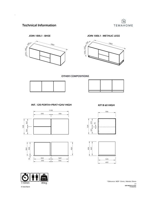 Join TV-Bord m. 3 låger, Mat hvid/Valnød Top, 180x50x57 - Unoliving.com