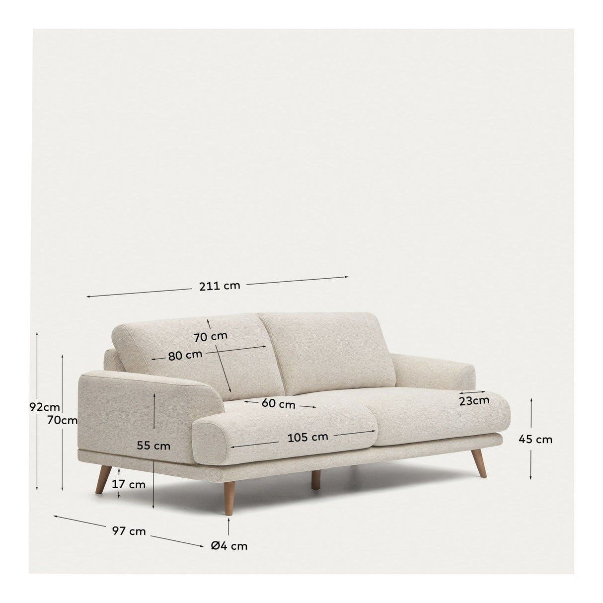 Karin 2-pers. Sofa, Beige - Unoliving.com