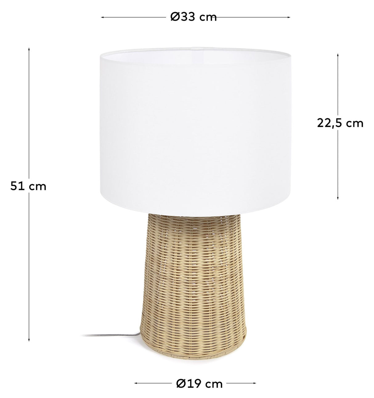 Kimjit Bordlampe i rattan - Unoliving.com