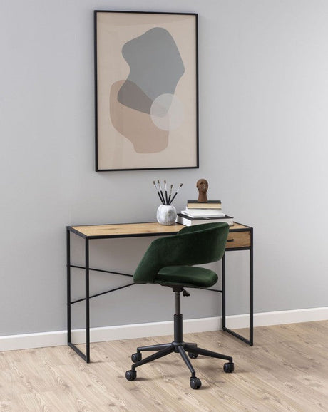 Kline Kontorstol, Forest green velour/Mat sort - Unoliving.com