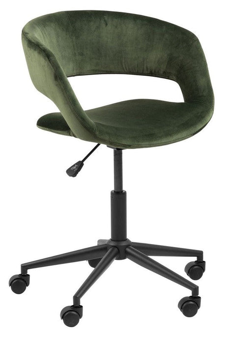 Kline Kontorstol, Forest green velour/Mat sort - Unoliving.com