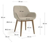 Konna Spisebordsstol, Beige chenille/Ask - Unoliving.com