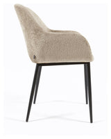 Konna Spisebordsstol, Beige chenille/Sorte stålben - Unoliving.com