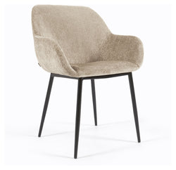 Konna Spisebordsstol, Beige chenille/Sorte stålben - Unoliving.com