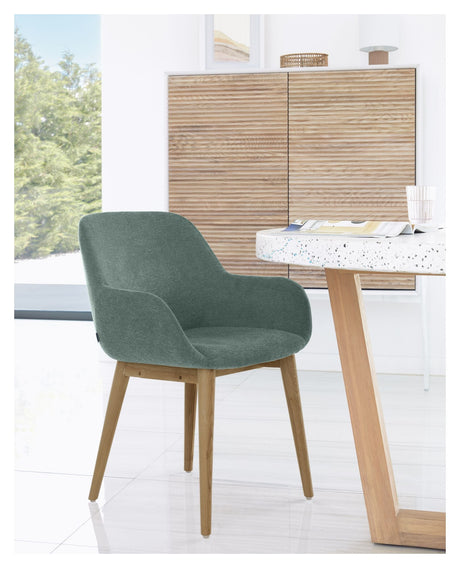 Konna Spisebordsstol, Grøn chenille/Ask - Unoliving.com