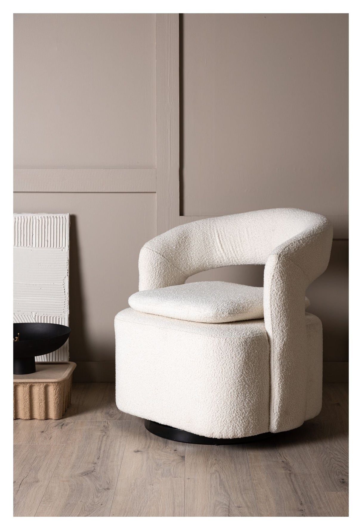 Laurel Loungestol - Hvid Bouclé - Unoliving.com