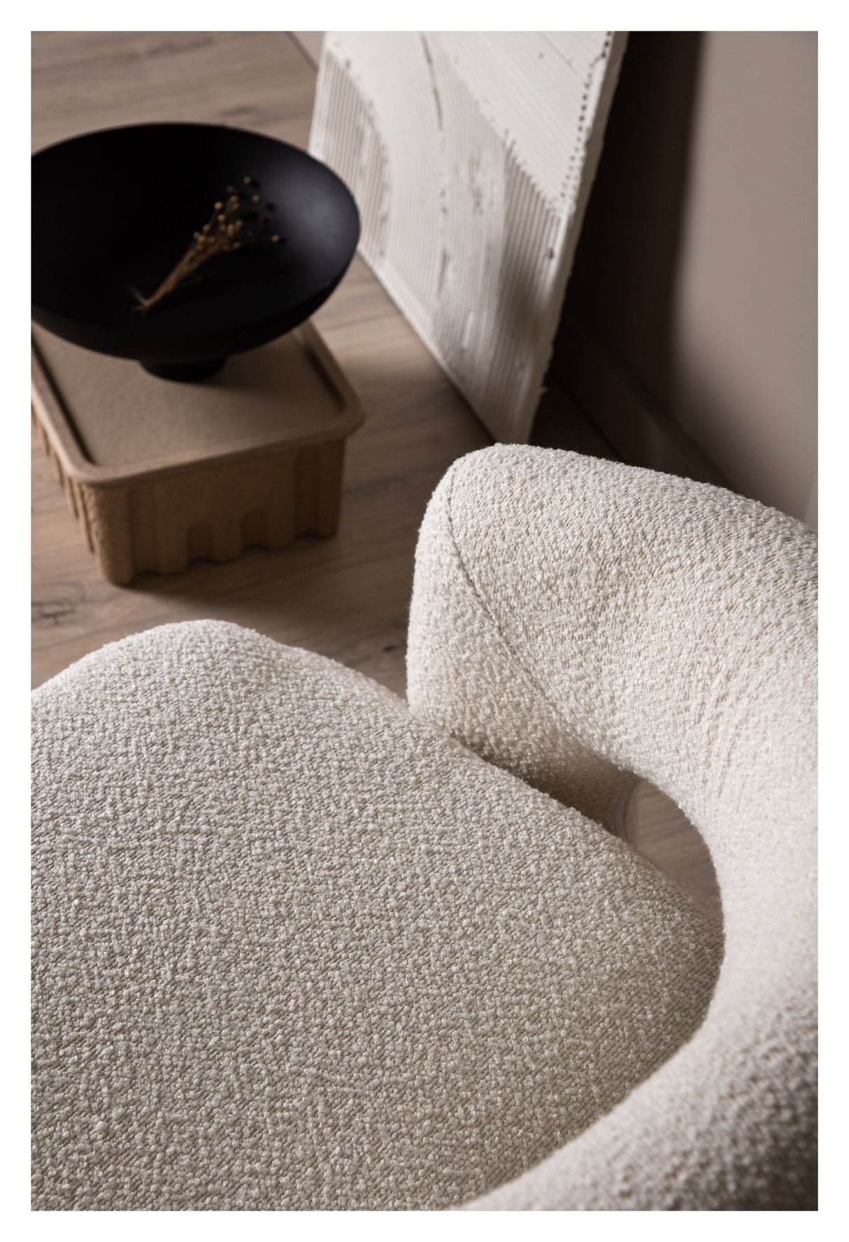 Laurel Loungestol - Hvid Bouclé - Unoliving.com