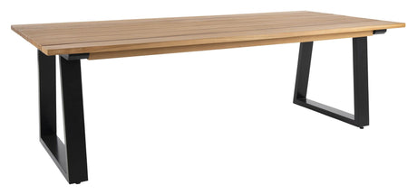 Laurion Havebord, Teak m. sort metalben, 230x100 - Unoliving.com