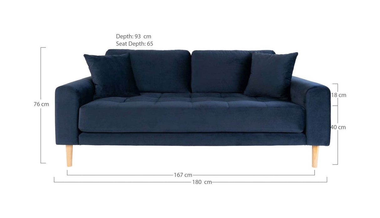 Lido 2,5-pers. Sofa, Mørkeblåt Velour - Unoliving.com