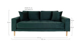 Lido 2,5-pers. Sofa, Mørkegrønt Velour - Unoliving.com