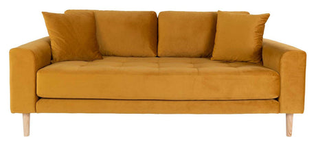 Lido 2,5-pers. Sofa, Sennepsgul Velour - Unoliving.com