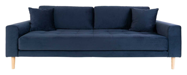 Lido 3-pers. Sofa, Mørkeblåt Velour - Unoliving.com