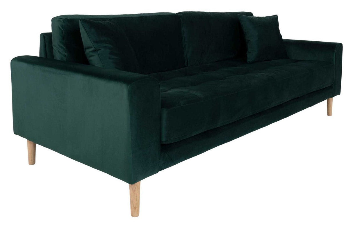 Lido 3-pers. Sofa, Mørkegrønt Velour - Unoliving.com