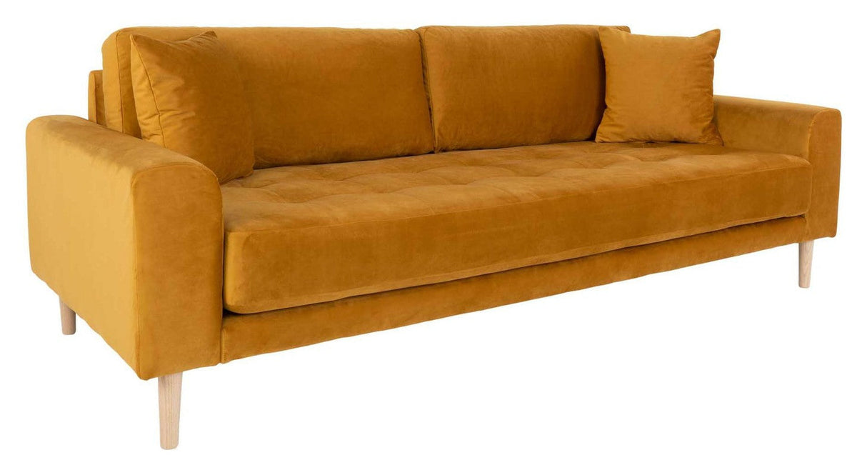 Lido 3-pers. Sofa, Sennepsgul Velour - Unoliving.com