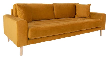 Lido 3-pers. Sofa, Sennepsgul Velour - Unoliving.com