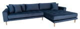 Lido Lounge Sofa m. højrevendt chaise, Mørkeblåt Velour - Unoliving.com