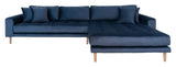 Lido Lounge Sofa m. højrevendt chaise, Mørkeblåt Velour - Unoliving.com