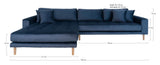 Lido Lounge Sofa m. venstrevendt chaise, Mørkeblåt Velour - Unoliving.com