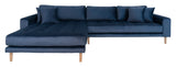 Lido Lounge Sofa m. venstrevendt chaise, Mørkeblåt Velour - Unoliving.com