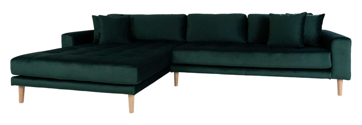 Lido Loungesofa m. Venstrevendt Chaise, Mørkegrøn Velour - Unoliving.com