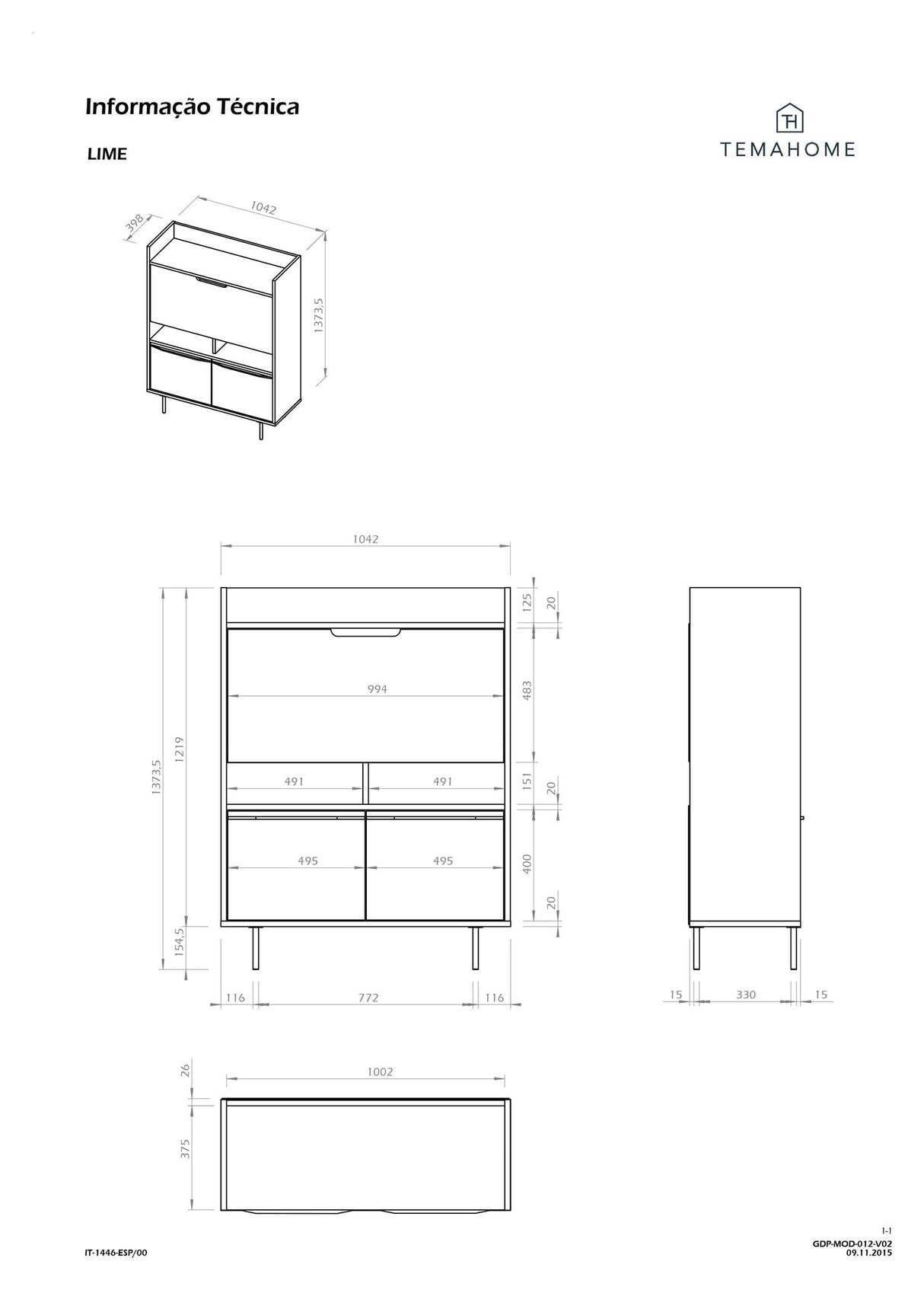 Lime Skrivebord - Eg/Sort - Unoliving.com