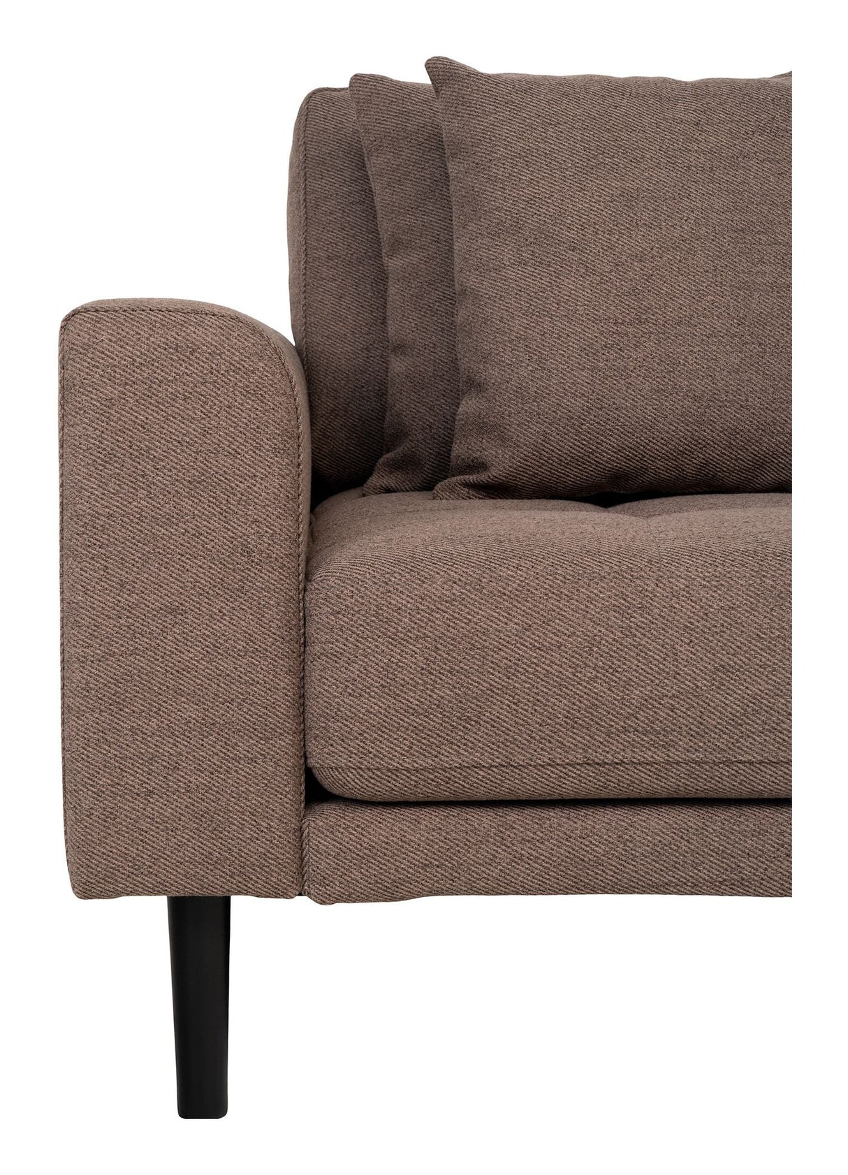 Lounge sofa m. Højrevendt chaiselong, Brun m. puder og sortetræben - Unoliving.com