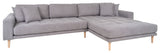 Lounge sofa m. Højrevendt chaiselong, Lysegrå m. puder og natur træben - Unoliving.com