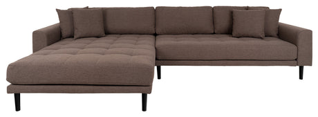 Lounge sofa m. venstrevendt chaiselong, Brun m. puder og sortetræben - Unoliving.com