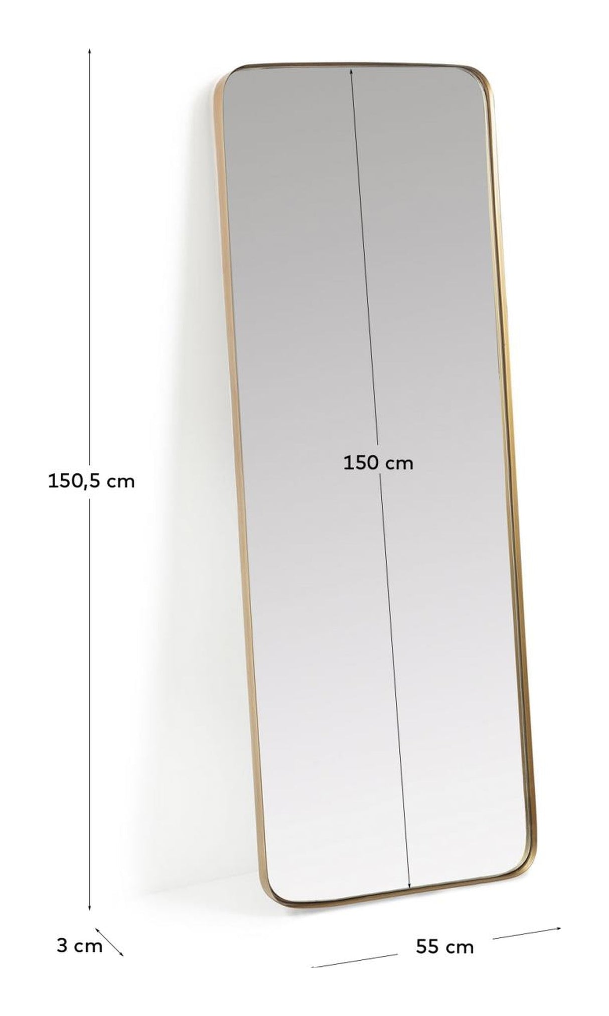 MARCO Spejl m. guld metal ramme, 150,5x55 - Unoliving.com