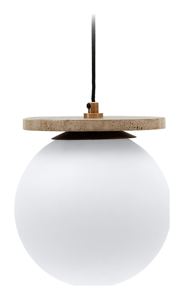 Malachi Loftslampe m. glasskærm, Travertinsten top - Unoliving.com