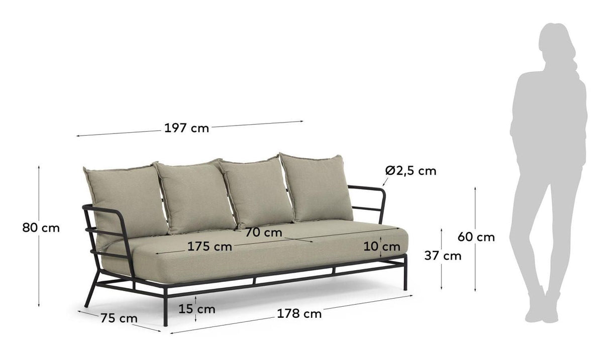 Mareluz Loungesofa m. hynder Sort/Grå - Unoliving.com