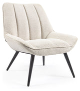 Marline Loungestol, Hvid lammeskinds-look/Sort metal - Unoliving.com