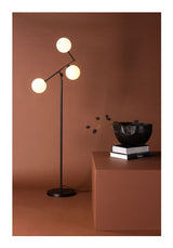 Marsan Gulvlampe, Jern, Sort/Hvid glas - Unoliving.com