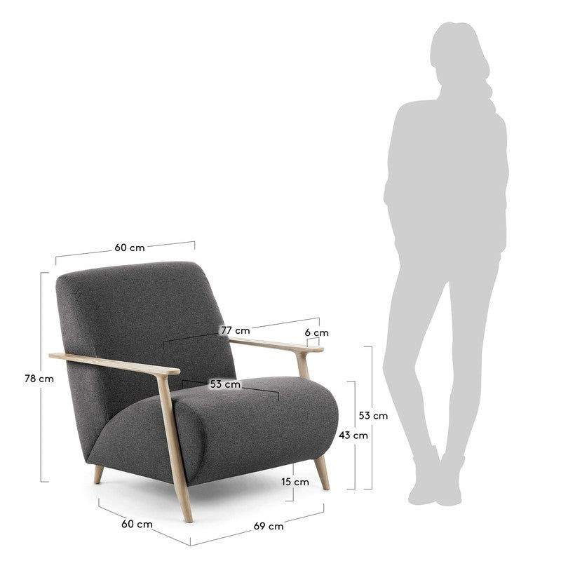 Marthan Loungestol m/armlæn, Graphite - Unoliving.com