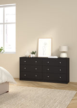 May Dobbelt kommode m. 6 skuffer, 143x30x68, Black - Unoliving.com