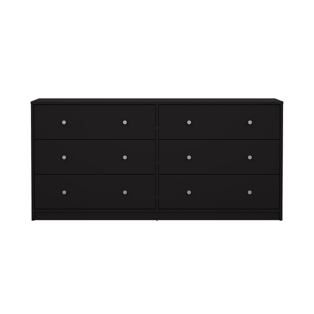 May Dobbelt kommode m. 6 skuffer, 143x30x68, Black - Unoliving.com