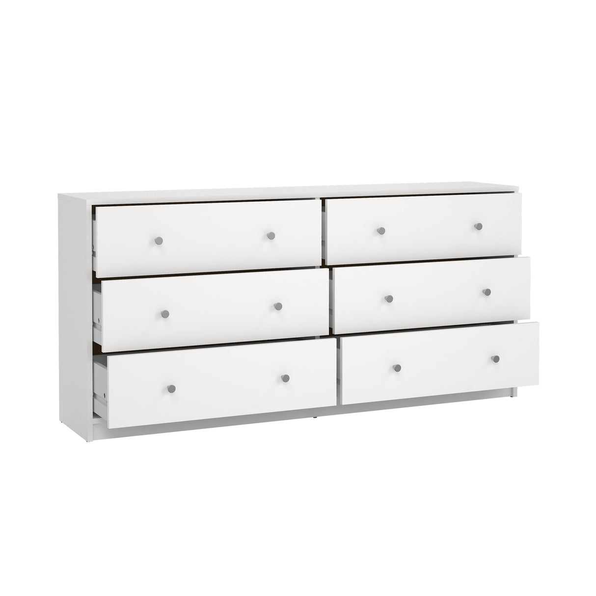 May Dobbelt kommode m. 6 skuffer, 143x30x68, Hvid - Unoliving.com